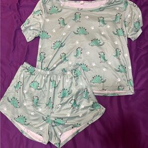 Green Dinosaur Print Pajama Set